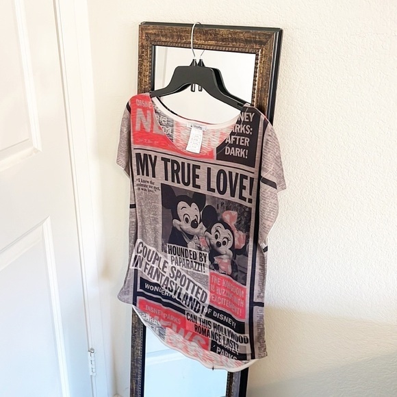 Disney Parks Disney characters newspaper print short sleeve t-shirt - Picture 1 of 4